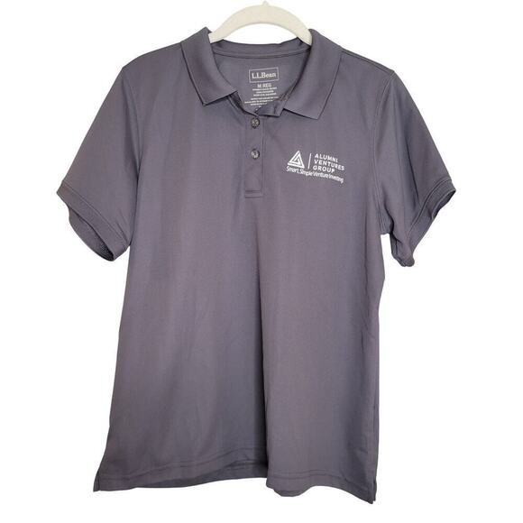 LL‎ Bean polo women's size M gray short sleeve tee AVG business casual outdoors - Picture 1 of 6